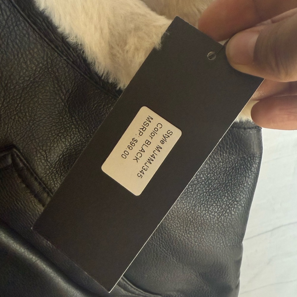Marc New York Jeans Black Faux Fur Lined Leather Vest Womens L NEW WITH TAGS - Picture 7 of 12